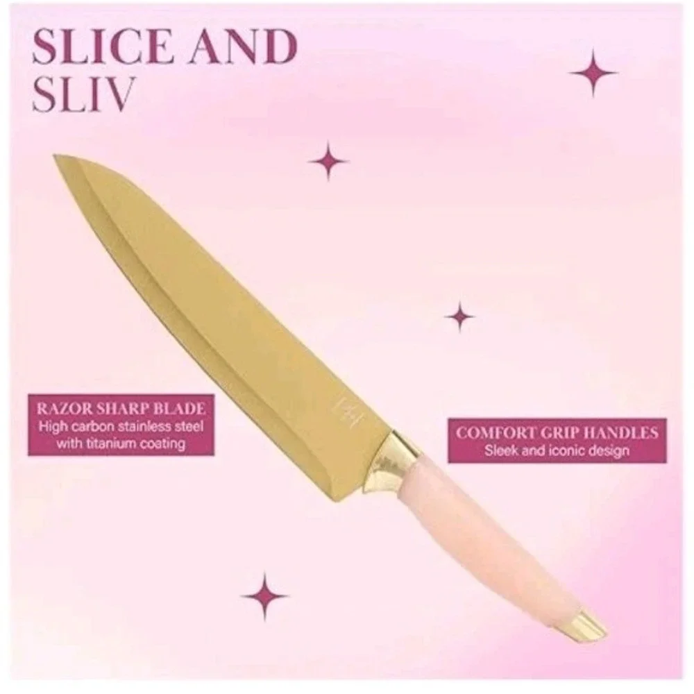 Paris Hilton 7-Piece Bamboo Cutting Board & Stainless Steel Knives Set